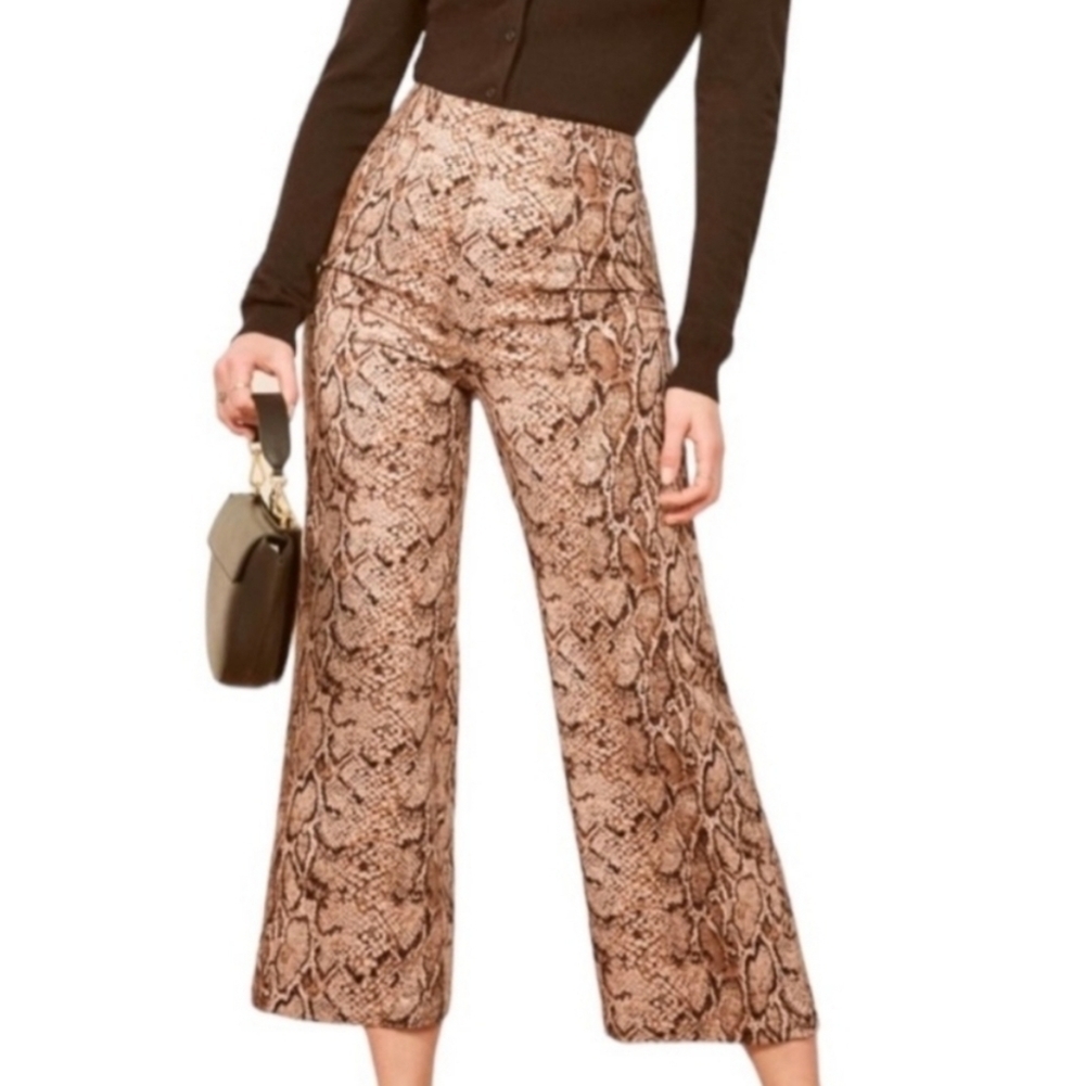 Reformation Marlon Snake Print Cropped Pant